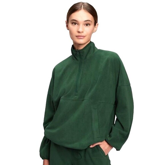 Gap Fit Recycled Half-Zip Windbreaker Fleece Jacket Women's Size M Green - Picture 1 of 11